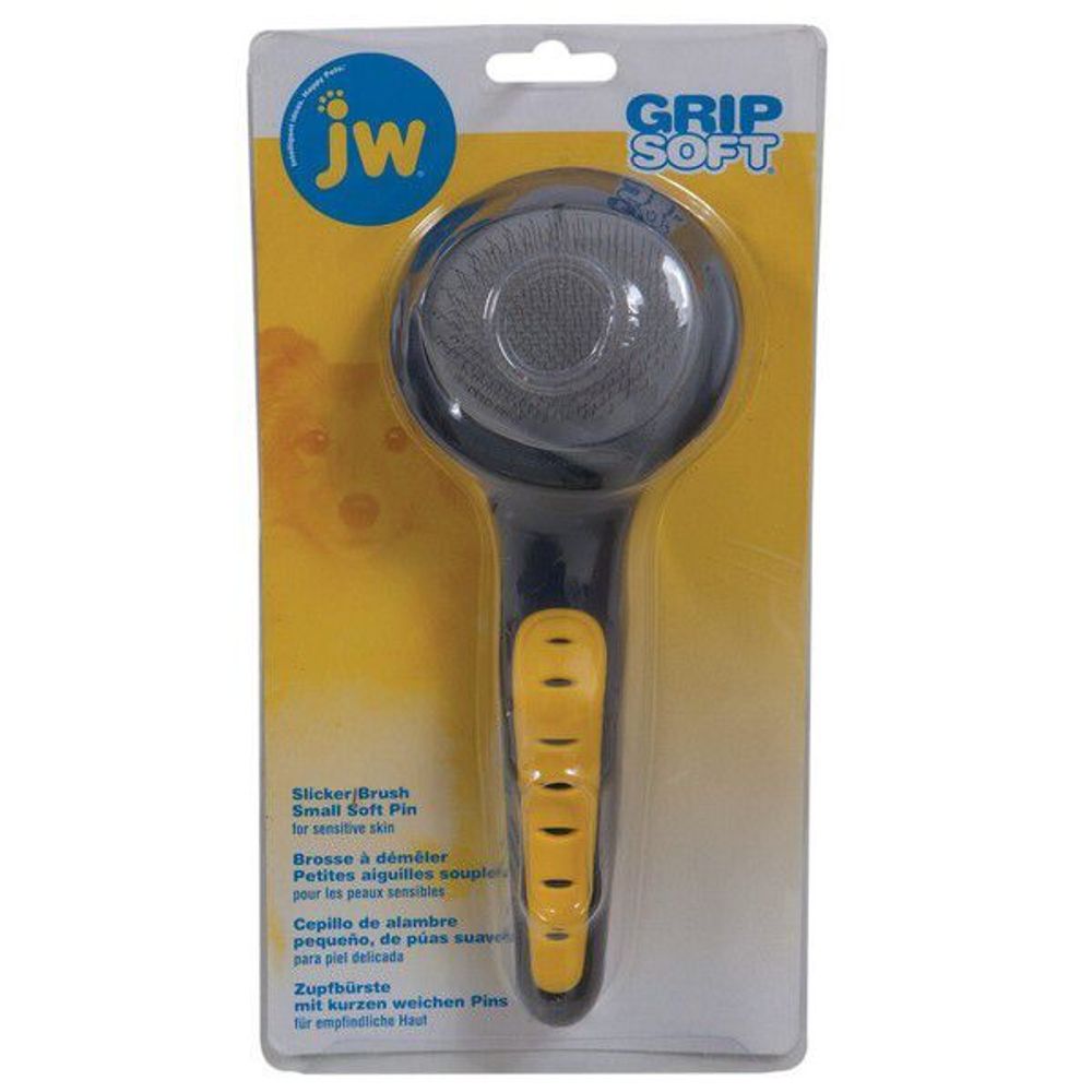 Щетка-пуходерка J.W. Grip Soft Slicker Brush Small - Soft Pin для собак, мягкая, маленькая