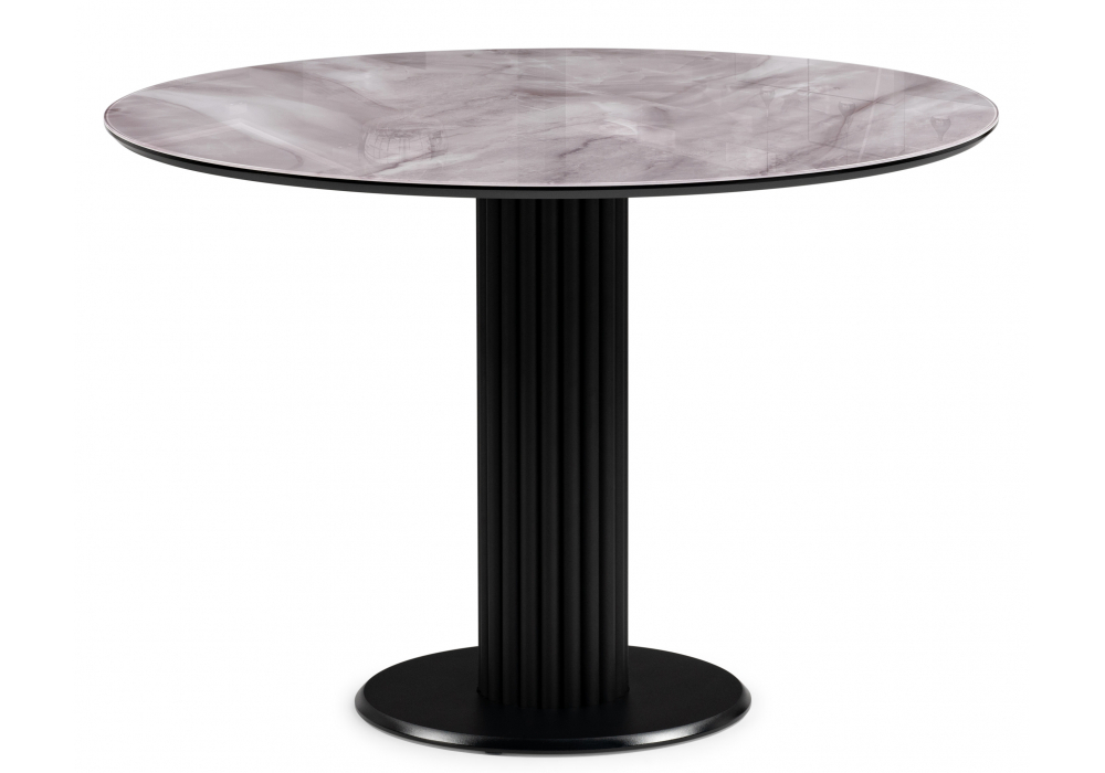 Стол стеклянный Woodville Кэмерон 110х110х75 серый, черный, ножки черные