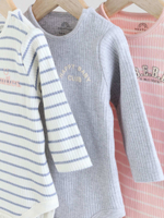 Боди с длинным рукавом для малышей Next E92-957, 3 шт., Белый, Серый, Розовый