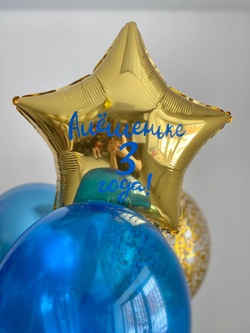 Воздушные шары Буба бирюза/синий/золото №4068