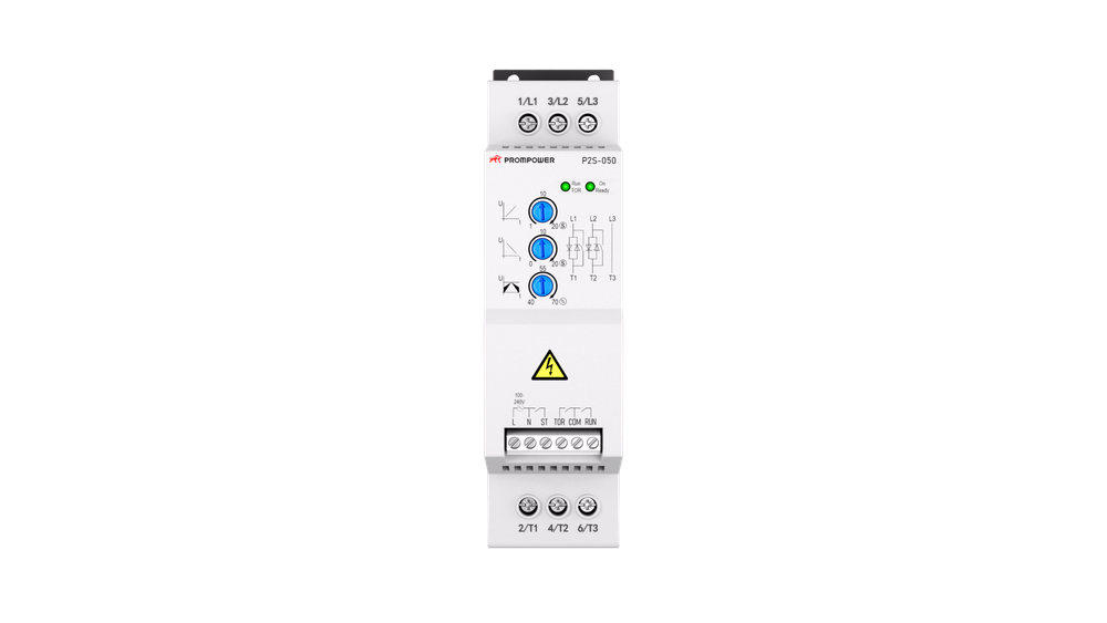 Устройство плавного пуска Prompower P2S-050-4-3T0-B, напряжение 400 B, мощность 3 кВт, 7А