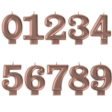 Свеча-цифра в оттенке розового золота 8 см