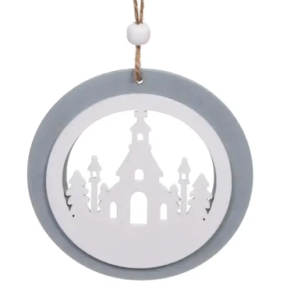 Подвеска «Сказочный лес» 10 см, Серый/белый