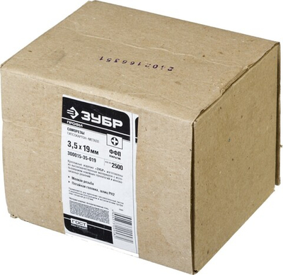 ЗУБР СГМ, 19 х 3.5 мм, фосфатированное покрытие, 2500 шт, саморез гипсокартон-металл, Профессионал (300015-35-019)