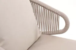 "Милан" кресло плетеное из роупа, каркас алюминий белый муар, роуп бежевый круглый, ткань бежевая 052