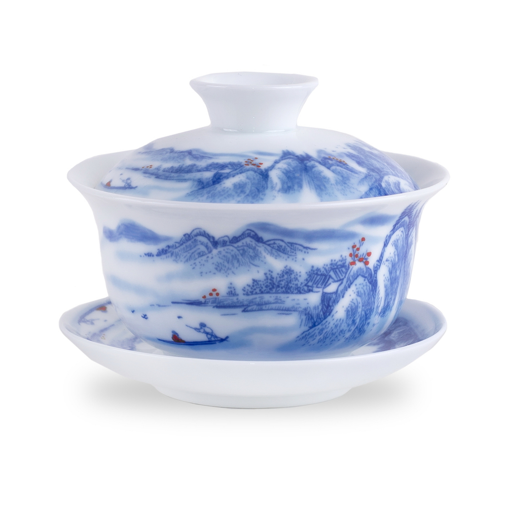 268067 Гайвань БЕСЕДКА "Хижина в горах" h=8см, l=9,8см, 180мл, фарфор белый