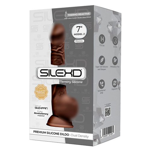 Коричневый фаллоимитатор 17,5см на присоске с мошенкой SilexD Premium Silicone Dildo 7" Model 3
