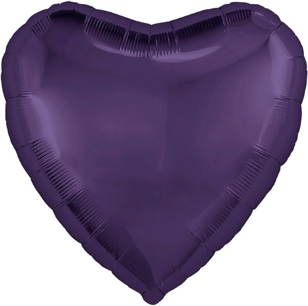 Фигурный шар из фольги с гелием в виде темно-фиолетового сердца цвета баклажан