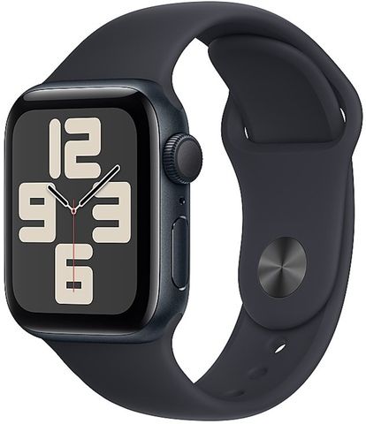 Умные часы Apple Watch SE 2024 40 мм из алюминия цвета «тёмная ночь», спортивный ремешок «тёмная ночь» (M/L)