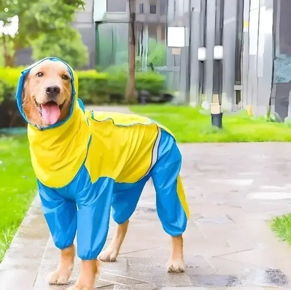 Дождевик для крупных пород собак «KOMFORT»,, цвет жёлто - голубой, р 6XL