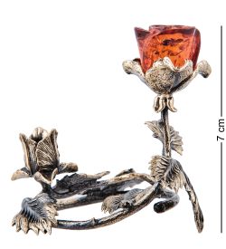 Народные промыслы AM-3970 Подсвечник «Роза» (латунь, янтарь)