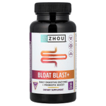 Zhou Nutrition, Bloat Blast+, добавка против вздутия живота, 30 веганских капсул