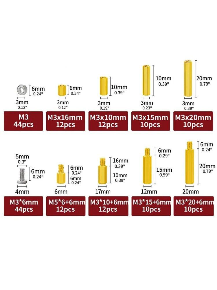 Латунные термоплавкие встраиваемые гайки для 3D-печати М3, 176 шт