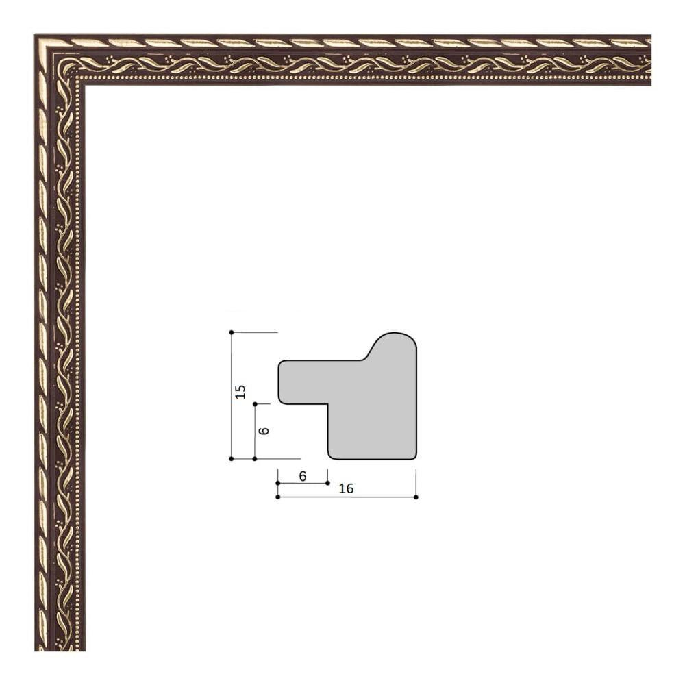 Фоторамка 15х21 см, коричневая, орнамент золото, арт. 1521.140444