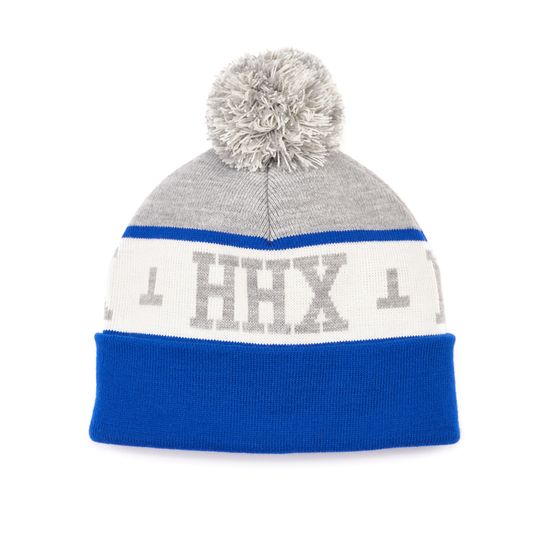 Шапка ННХ БЕШТАУ бело-ярко-синий с помпоном
