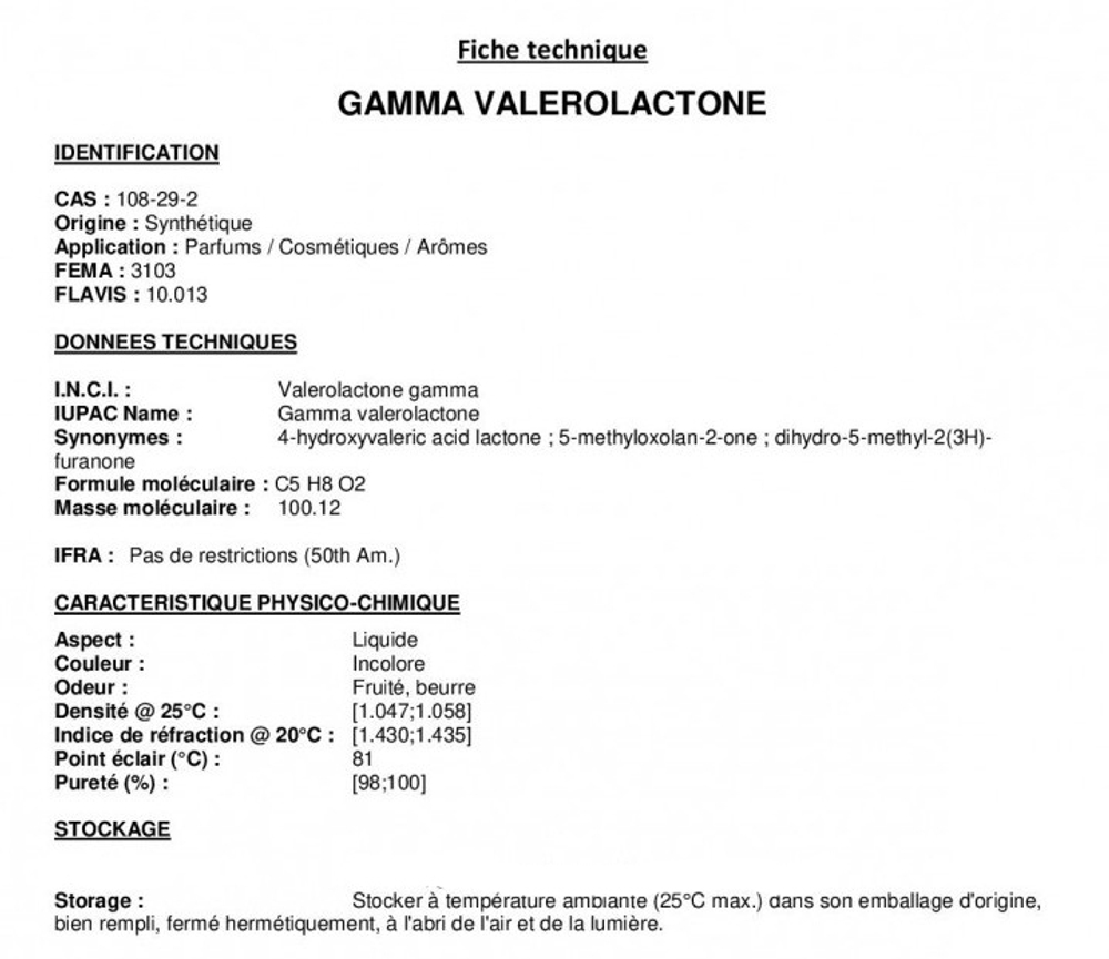 GAMMA VALEROLACTONE / ГАММА ВАЛЕРОЛАКТОН CAS 108-29-2