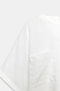 ZARA ЛЬНЯНОЙ ТОП НА ШНУРКАХ — ZW COLLECTION, БЕЛЫЙ