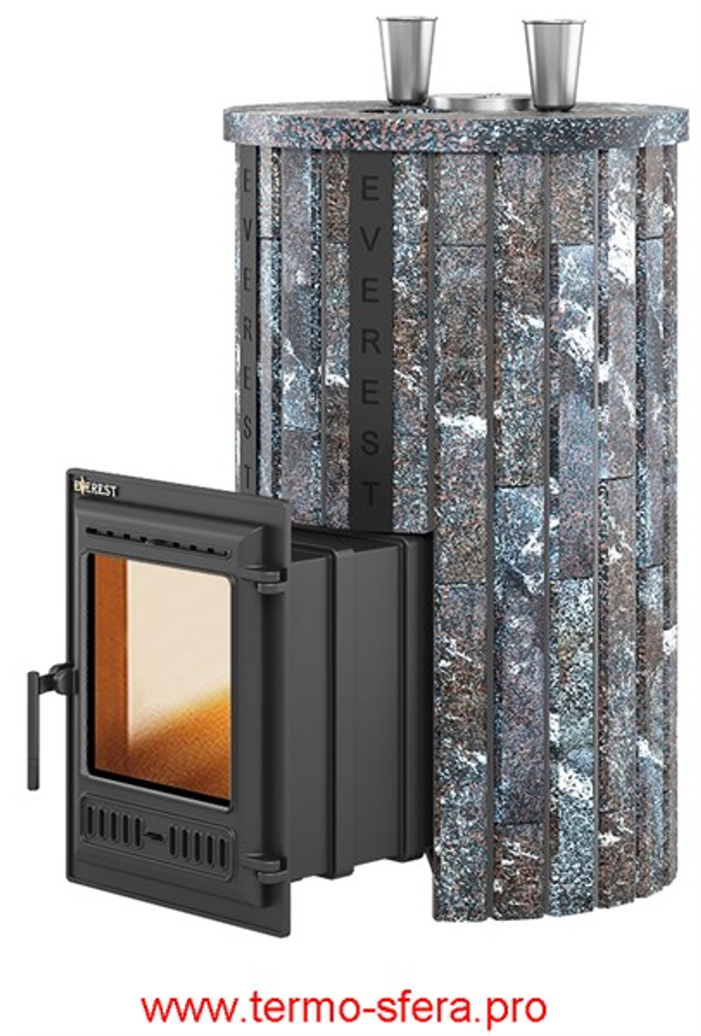 Печь для бани Эверест "Steam Master 38 ЧУГУН" Ламель Амфиболит, S-20