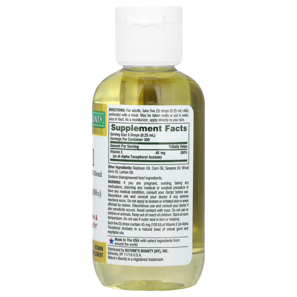 Nature's Bounty, Масло с витамином E, 30,000 МЕ, 2,5 жидких унций (74 мл)