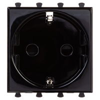 Розетка модульная, 2P+E, с з/ш, "Avanti", "Черный квадрат", 2 модуля