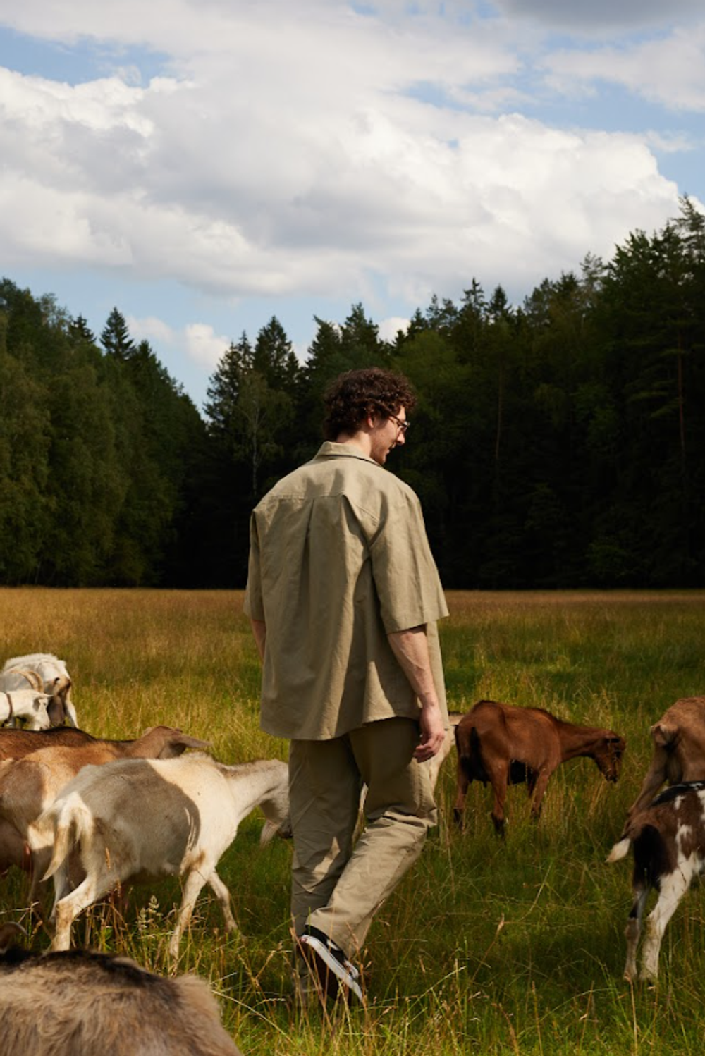 Рубашка "Linen" оливковая