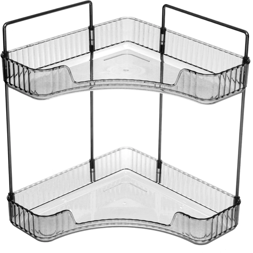 Полка для ванны угловая двойная «Фреш»серая 25,7х29,7х25,7см