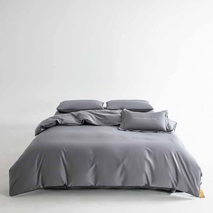 Комплект постельного белья Однотонный Сатин Элитный «Элегантный пепел»