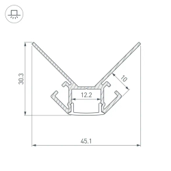 Профиль ARH-DECORE-S12-EXT-2000 ANOD внешний (Arlight, Алюминий) 023889