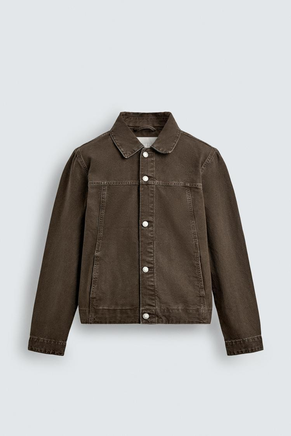 ZARA БАЗОВАЯ ДЖИНСОВАЯ КУРТКА, КОРИЧНЕВЫЙ