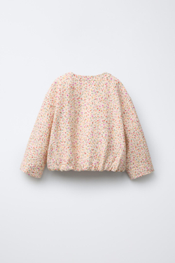 ZARA КУРТКА ИЗ ТКАНИ С ЦВЕТОЧНЫМ ПРИНТОМ, ЭКРЮ