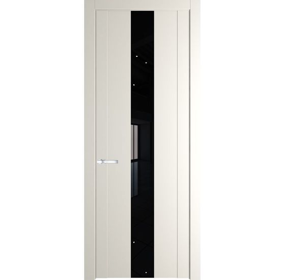 Межкомнатная дверь эмаль Profil Doors 1.9P перламутр белый стекло чёрный лак