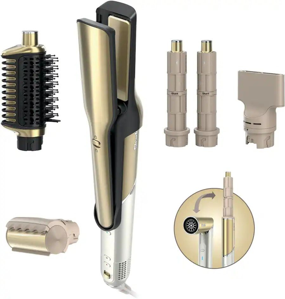 Набор для укладки и сушки волос 5 в 1 Shark Glam Ceramic & Air Styling and Drying System with FrizzFighter - Gold