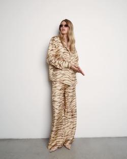 Рубашка из шелка Стелла Маккартни бежевый/коричневый