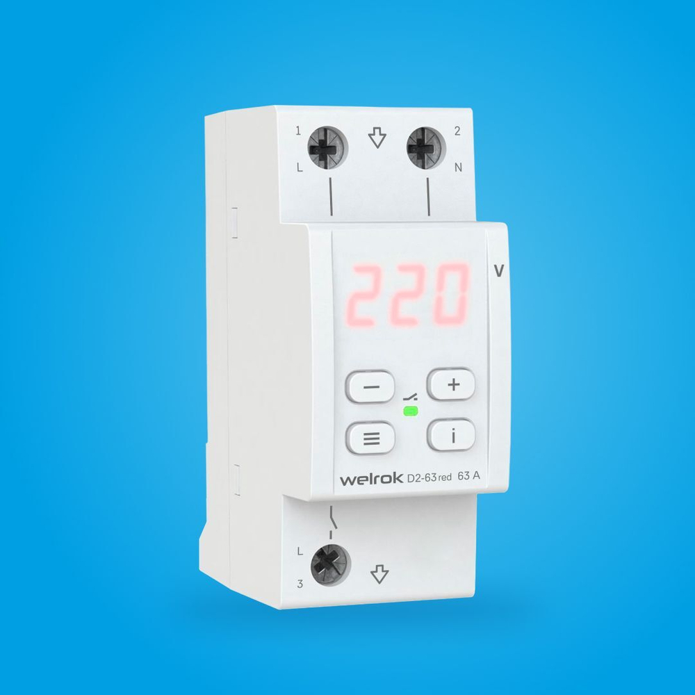 Welrok D2-63 red реле напряжения 63 А (max 80 A) 13 900 ВА