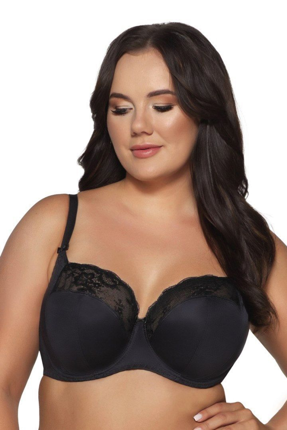 Бюстгальтер с мягкой +size чашкой Camellia (Размер: 100E) (Цвет: черный)