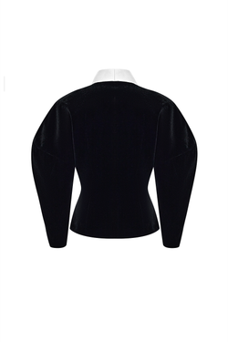 Объемный жакет из бархата и атласа