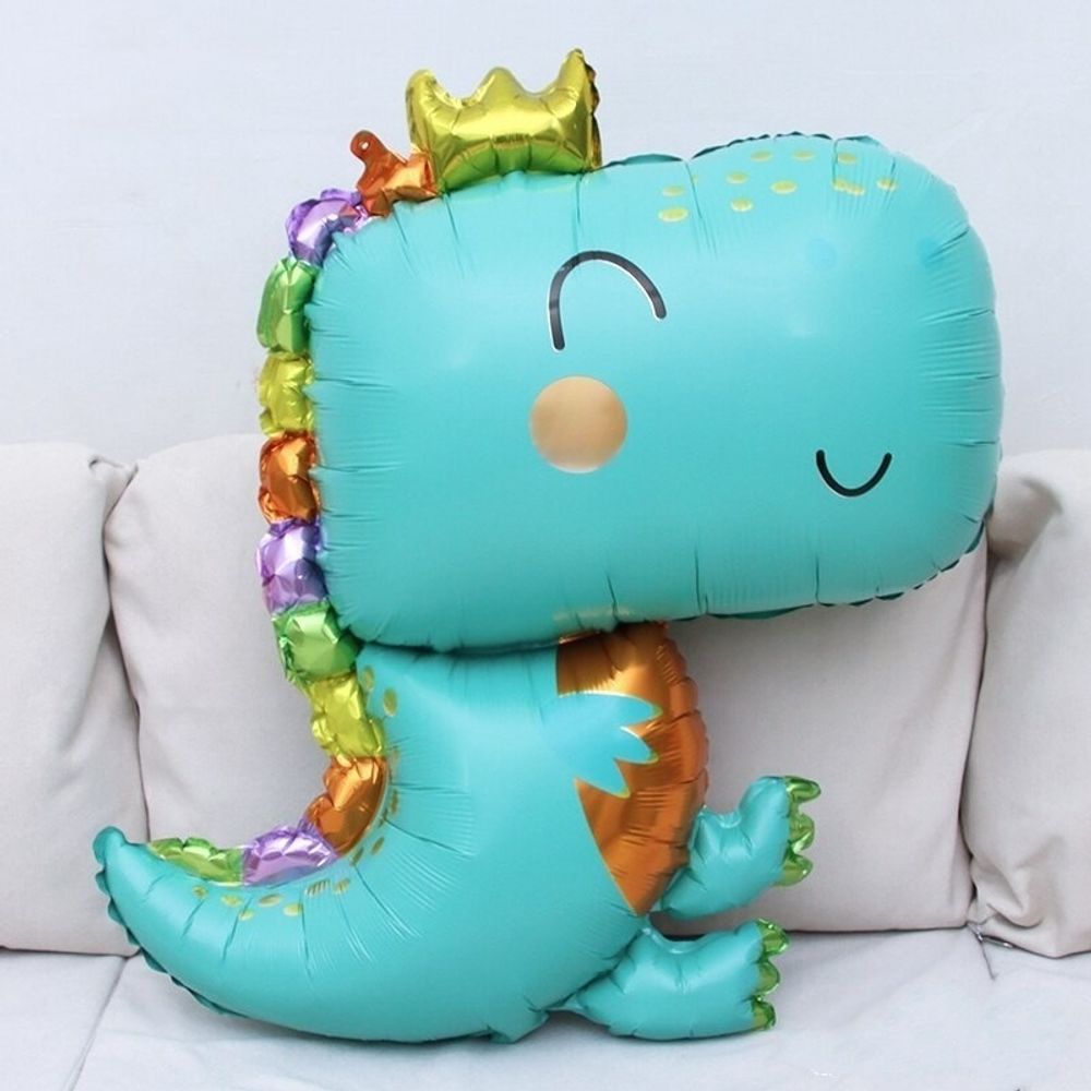 Шар (34''/86 см) Фигура, Динозаврик в короне, Светло-зеленый, 1 шт.