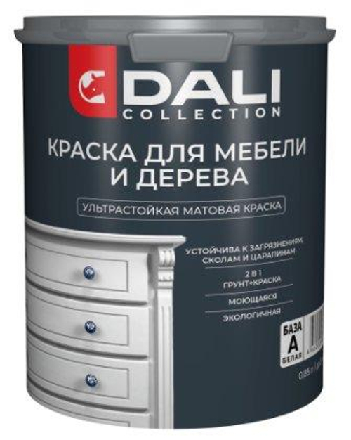 Краска Грунт 2в1  ДАЛИ Для мебели ультрастойкая матовая 0,85л база А