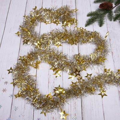 Мишура 2м 8см «Звезда», Золото/золото