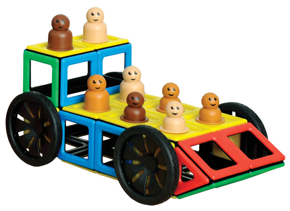 Набор Полидрон Магнитный "Конструируем транспорт" с дополнительным комплектом колес Расширенный