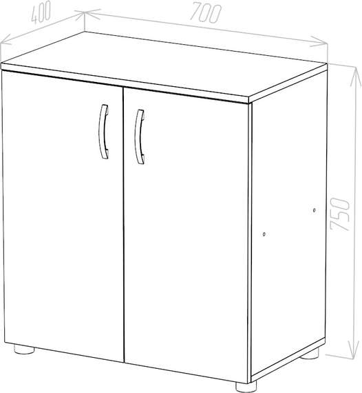 Стеллаж низкий закрытый Стандарт Про ясень шимо светлый