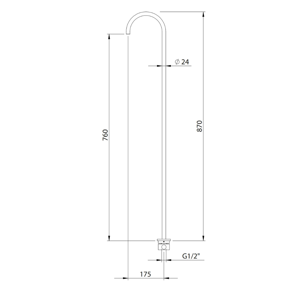 Внешняя часть напольного излива для ванны HAPA U (цвет - хром PC) BIC.0008.U.PEX.PC