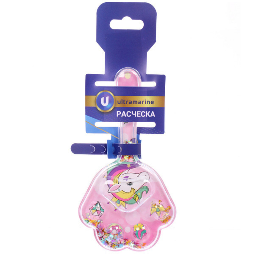 Расческа массажная детская «ФРАТТИ БУМ», единорожек Нанди, форма лапка, 16*8см (блистер Ультрамарин)