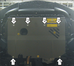 Защита картера Двигателя, КПП. 2 мм, Сталь. для Suzuki Sx4 2006-2009, Suzuki Sx4 2009-2013, FIAT Sedici 2006-2013 MOTODOR.00619