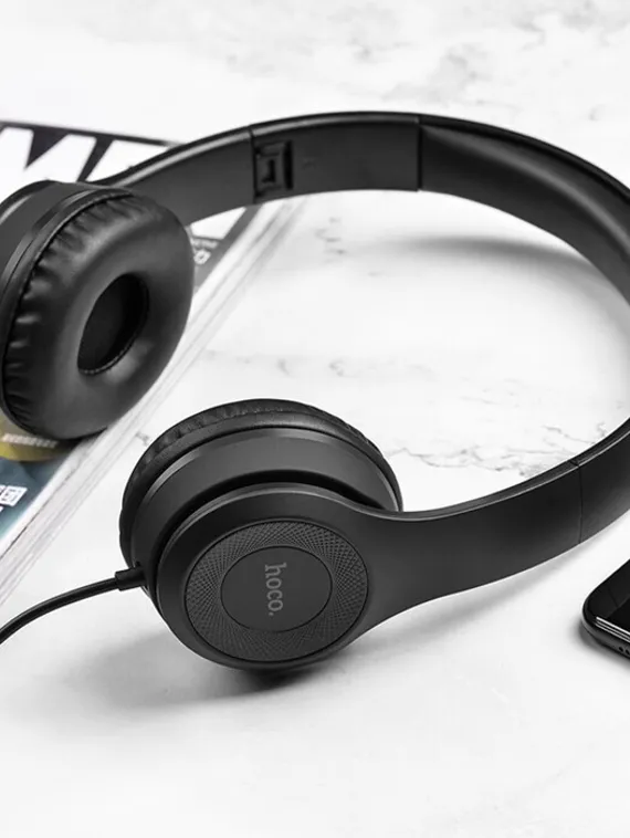 Наушники Hoco W21, проводные, накладные, с микрофоном, Jack 3.5 мм, 1.2 м, черные