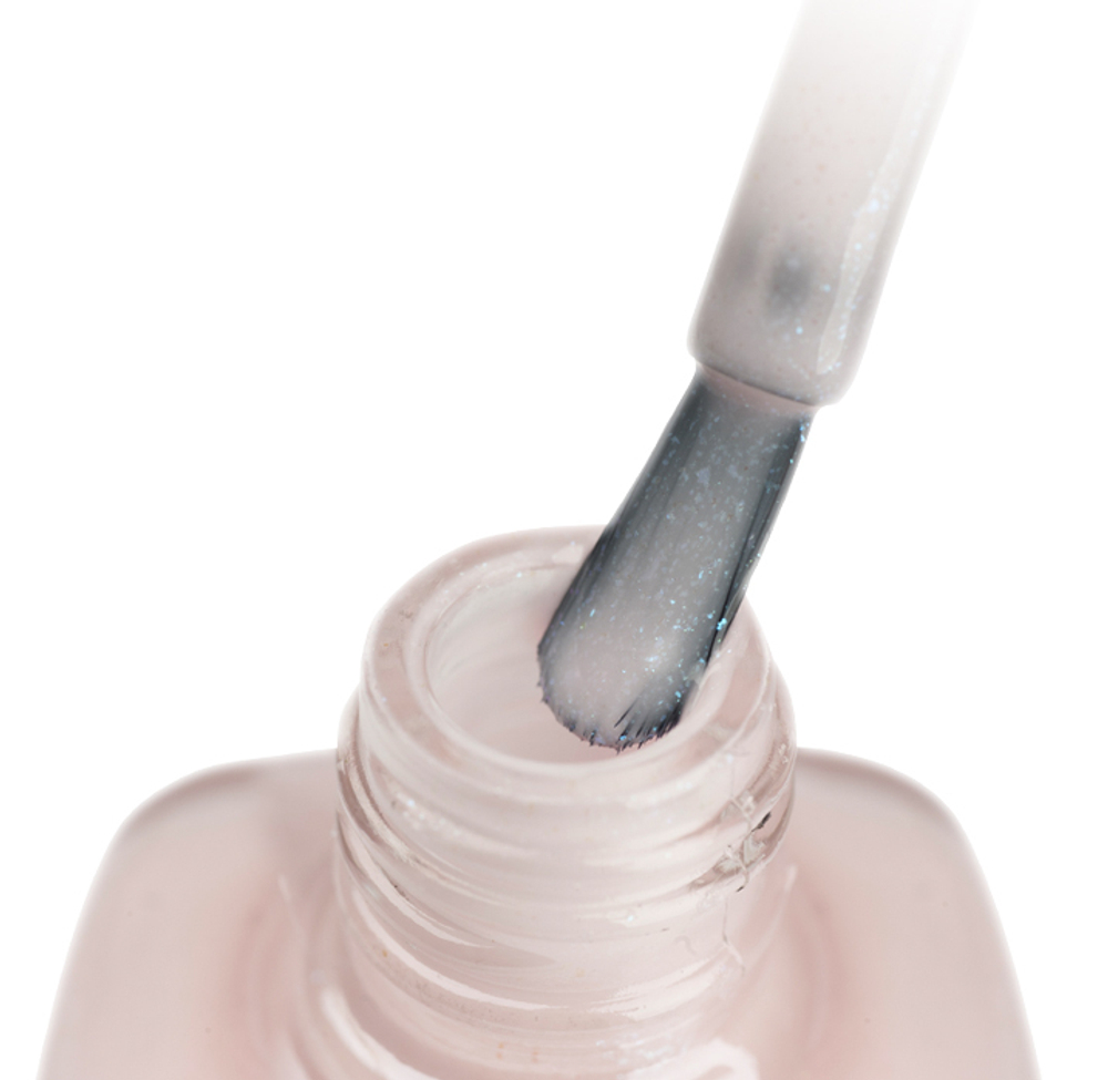IQ BEAUTY Лак для ногтей профессиональный укрепляющий с биокерамикой #063, 12.5 мл Розовый с мелким голубым шиммером
