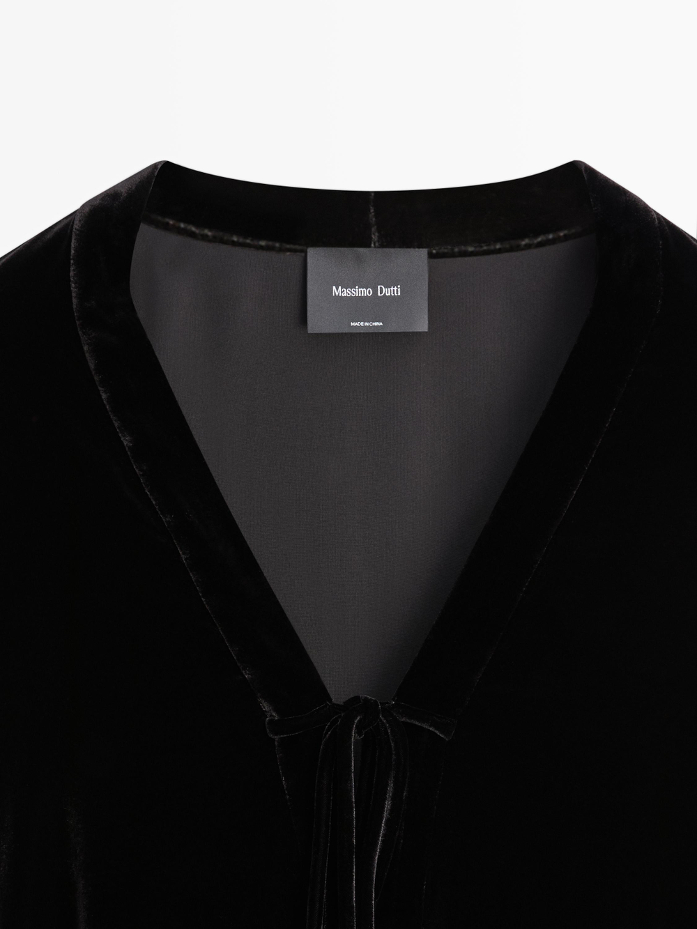 Massimo Dutti Бархатное кимоно с контрастными деталями, черный