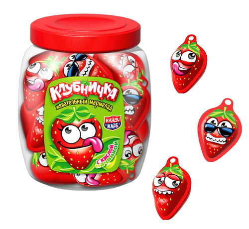 Мармелад жевательный с кислой начинкой "Клубничка" 12гр*50шт*12банок