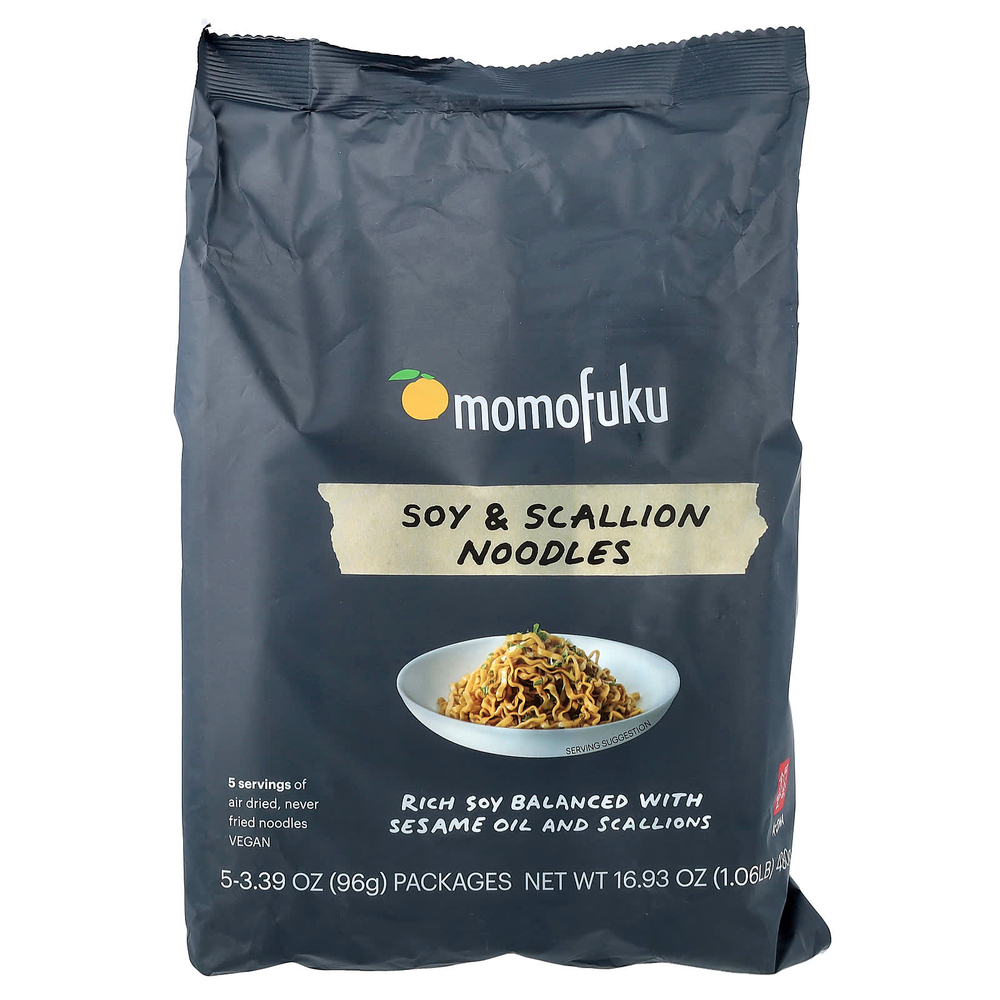 Momofuku, Соевая лапша и зеленый лук, 5 пакетиков по 96 г (3,39 унции)