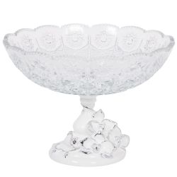 Фруктовница-конфетница Орхидея Лелия со стеклянной чашей 7373 Серебро